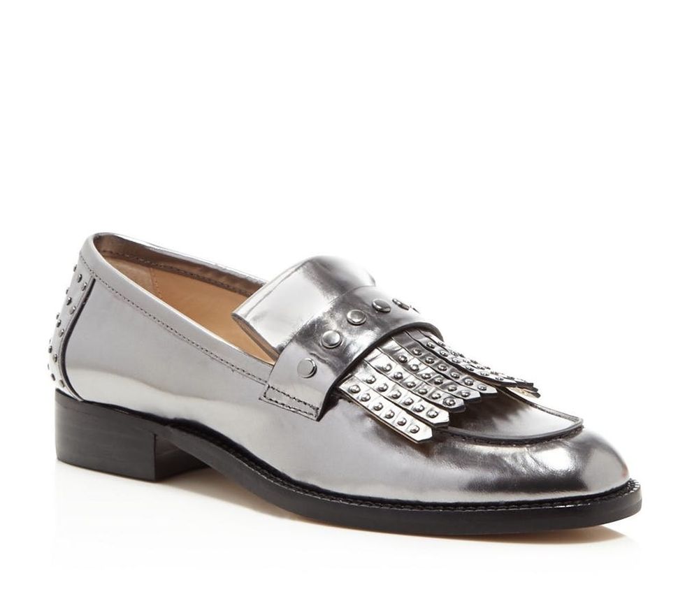 Botkier Victoria Studded Patent Leather Fringe Loafers