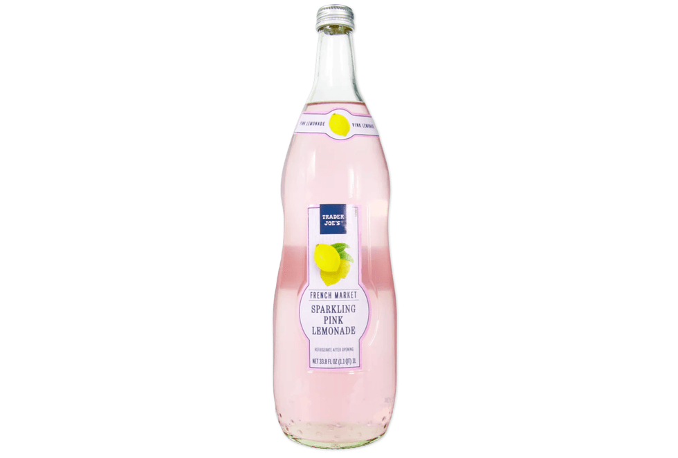 Bottle of Trader Joe's Sparkling Pink Lemonade.