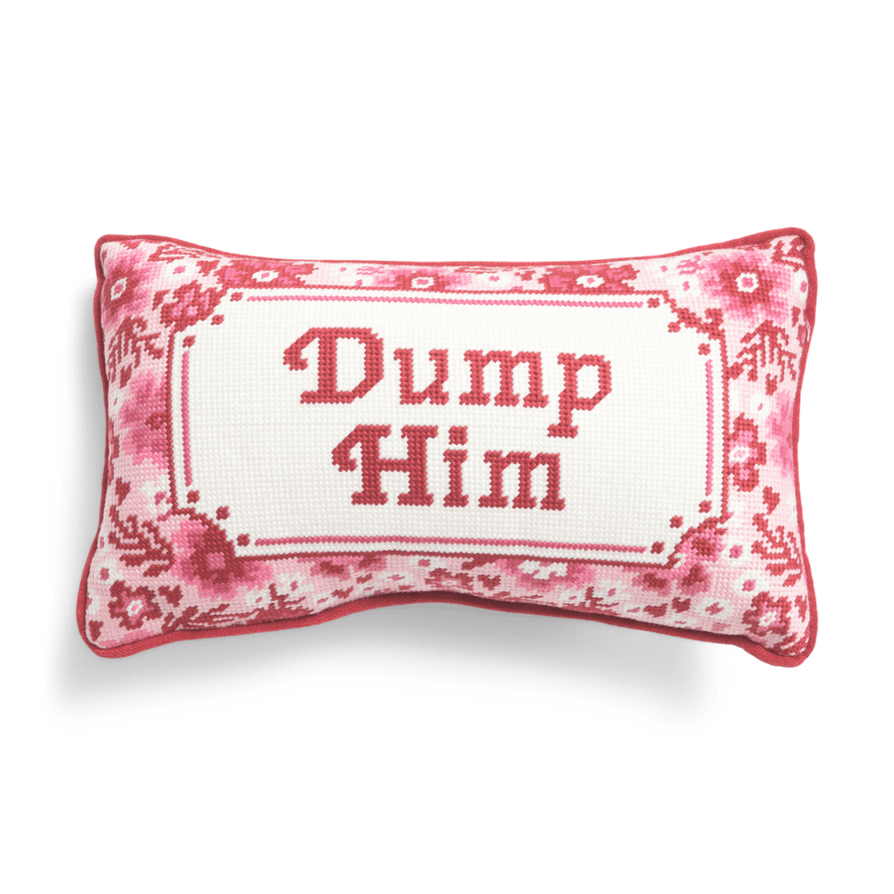 Bouffants & Broken Hearts Dump Him Needlepoint Pillow