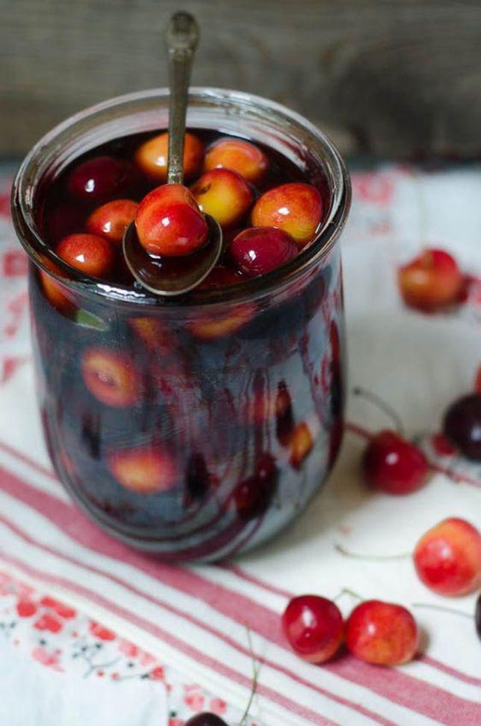 Brandied Cherries in a mason jar