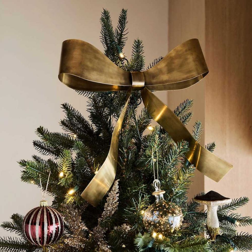 Brass Metal Bow Dual Christmas Tree Topper & Wreath Clip