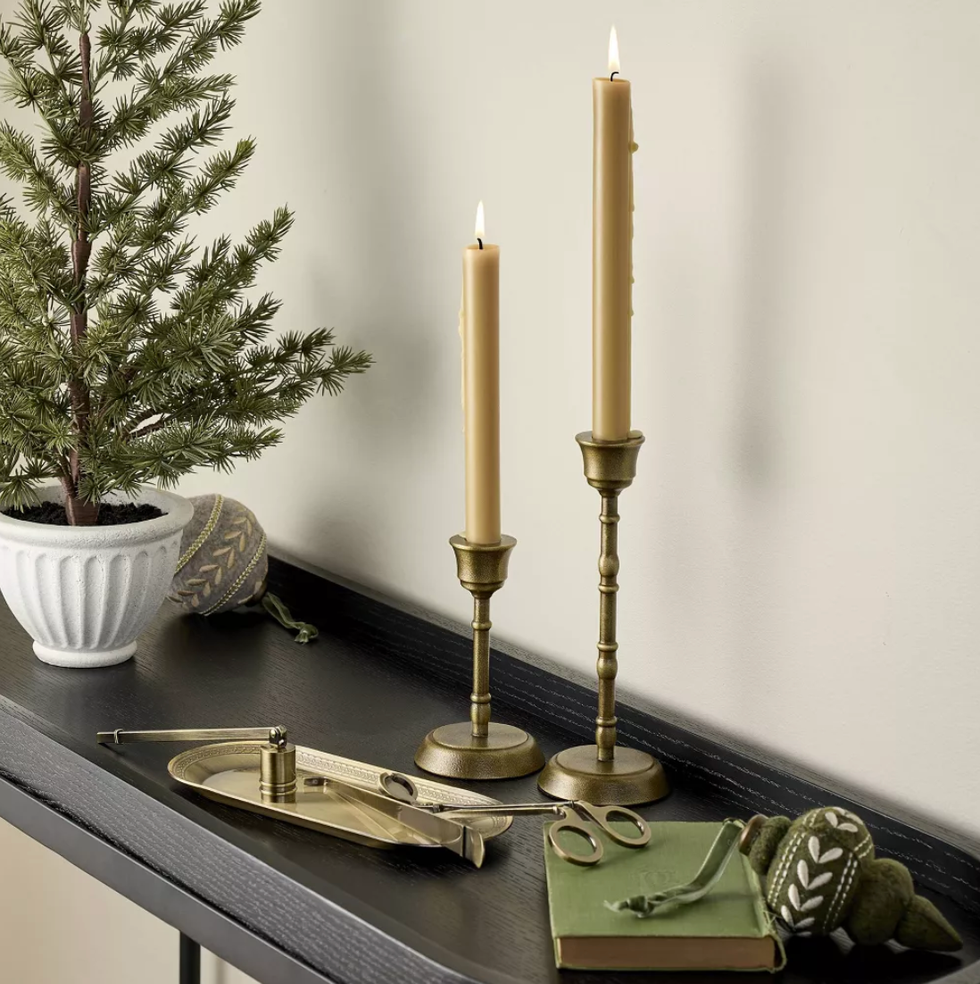 Brass Taper Candlesticks Antique Finish (Set of 2)