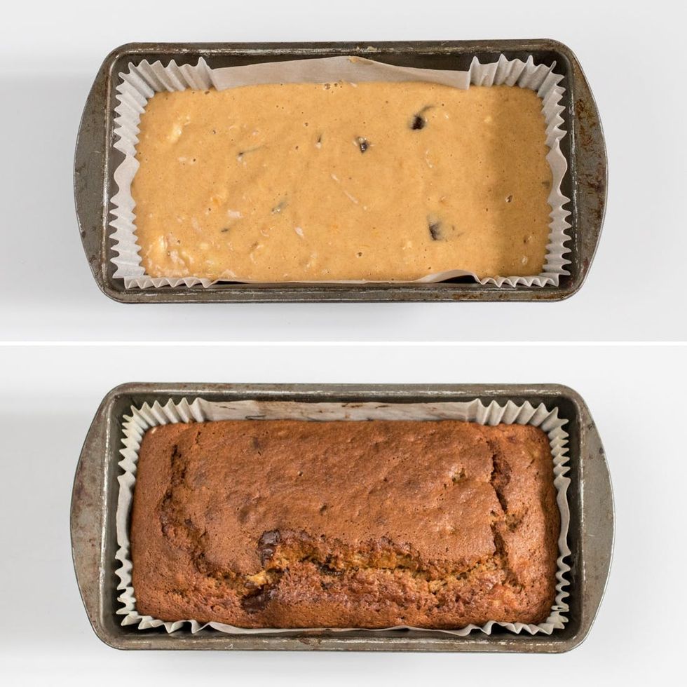 bread baking in the pan