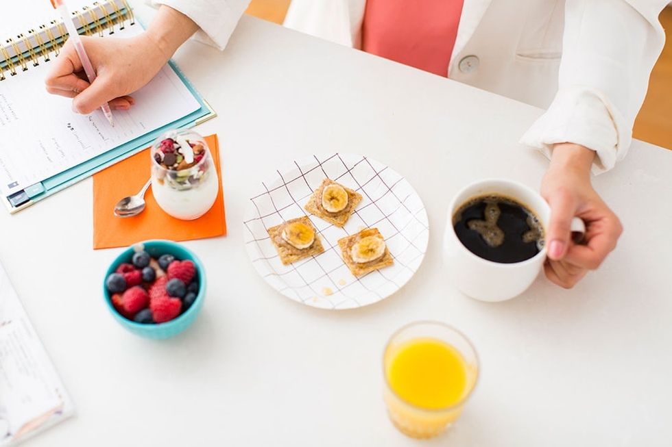 Breakfast-writing-overhead