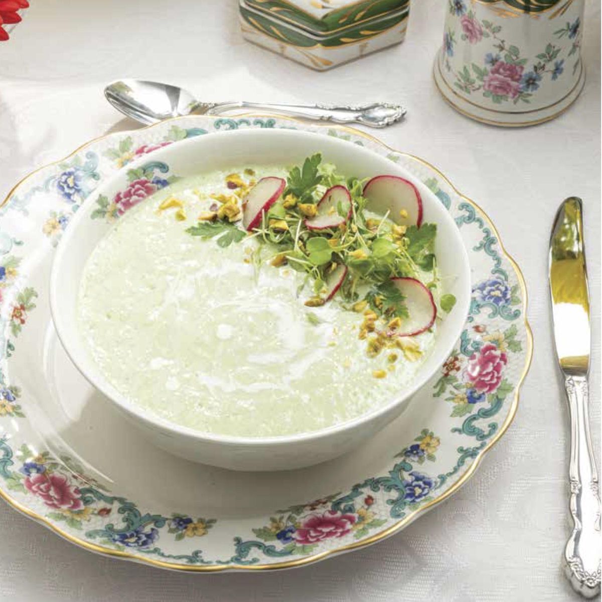 Bridgerton inspired brunch recipes green chilled soup