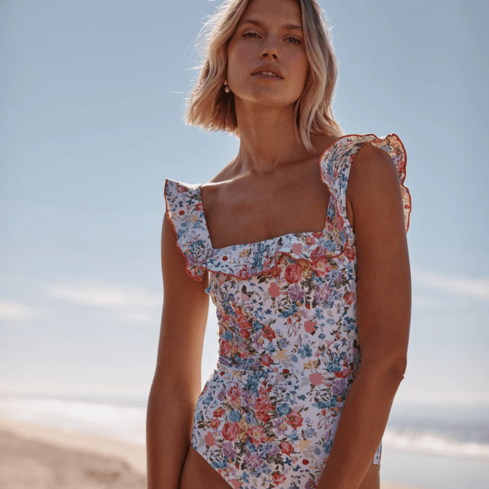 Bridgerton x Summersalt The Ruffle Seaway Square Neck One-Piece