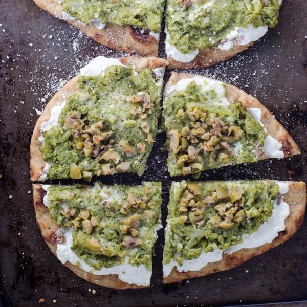 Broccoli Garlic Naan Pizza