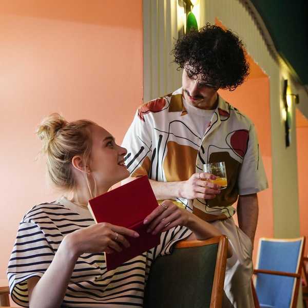 brother and sister talking