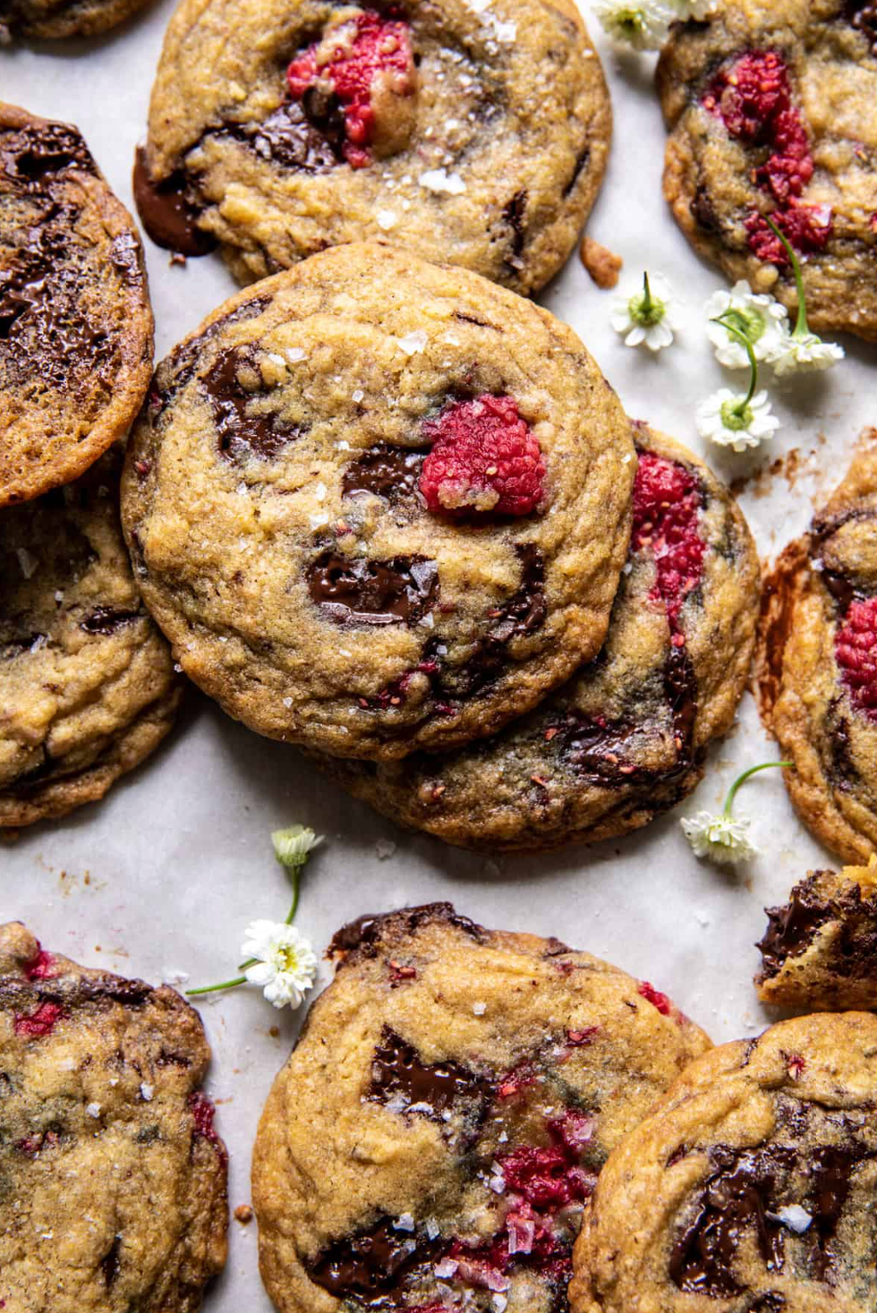 Brown Butter Raspberry Chocolate Chip Cookies