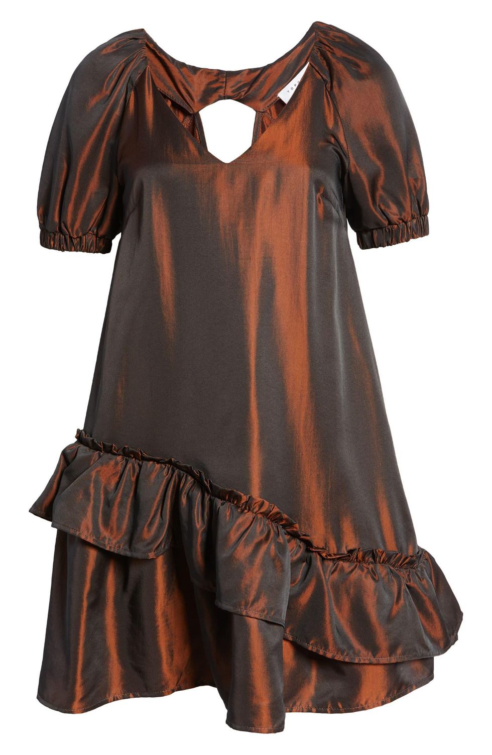 brown puff sleeve dress