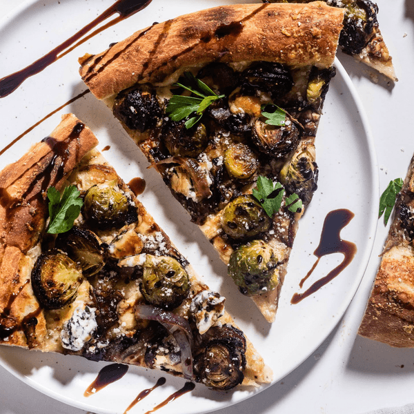 Brussel Sprouts Pizza With Blue Cheese