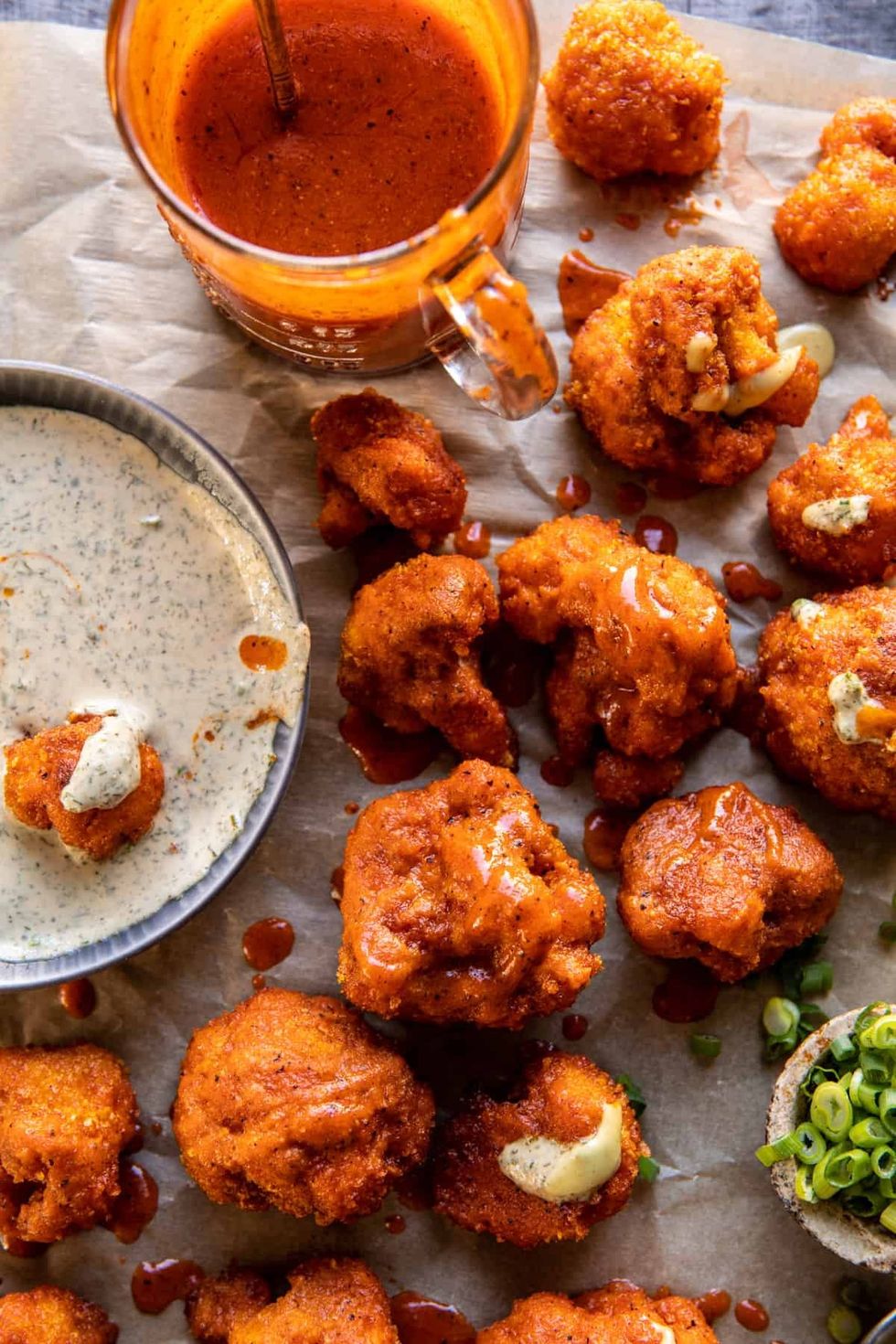 Buffalo Cauliflower with Spicy Tahini Ranch