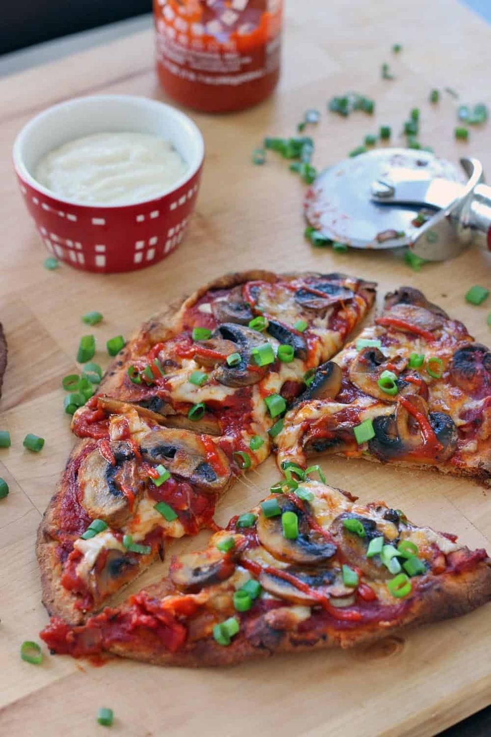 Buffalo Mushroom Naan Pizza