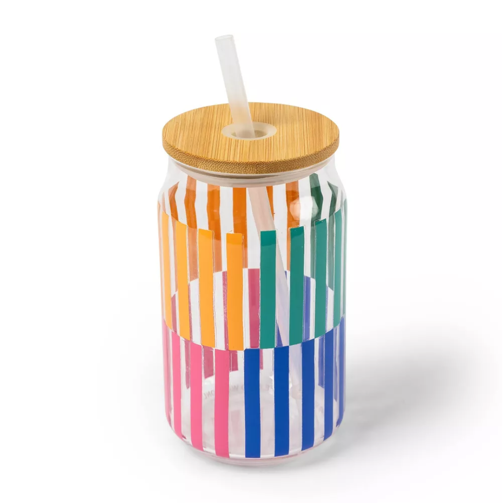 Bullseye's Playground Striped Glass Tumbler