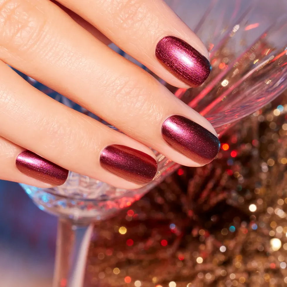 burgundy chrome nails