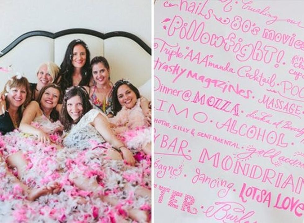 Burlesque bridal shower theme pink and white