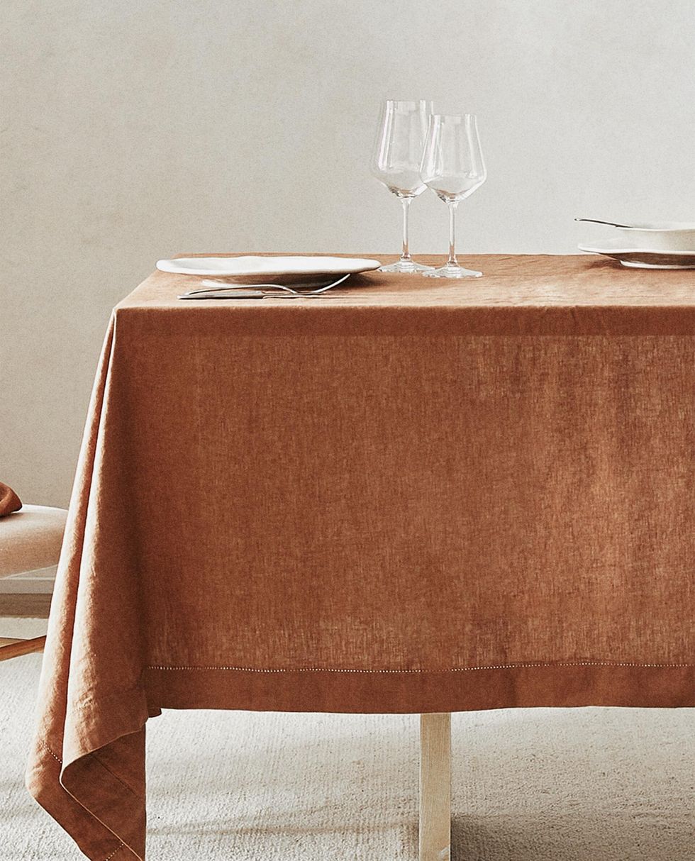 Burnt Orange Linen Table Cloth