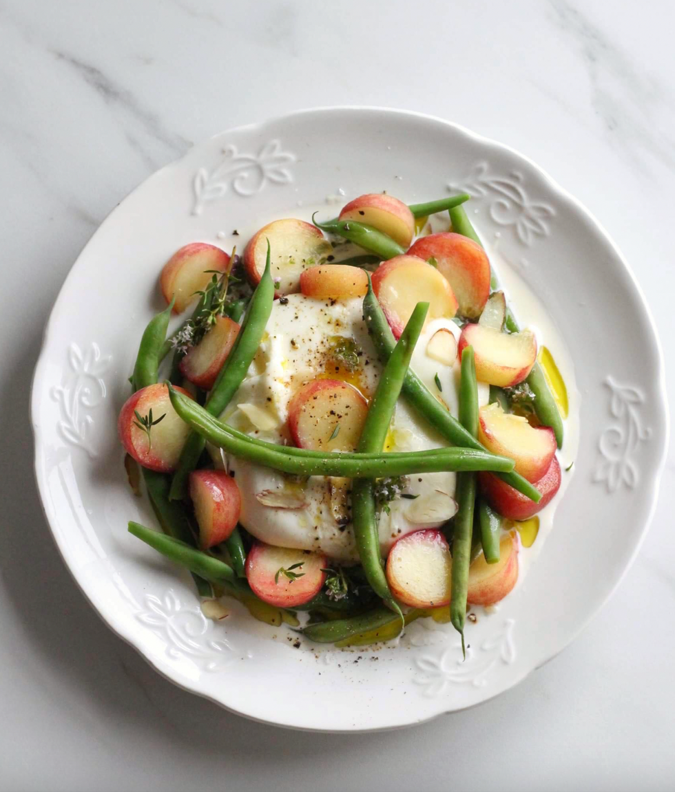burrata and peach