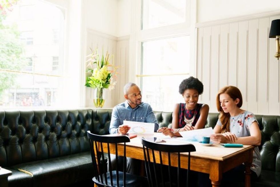 business meeting in cafe