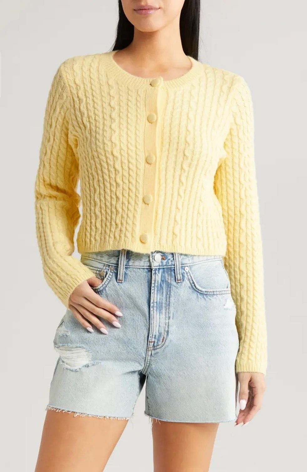 butter yellow All In Favor Crop Cardigan