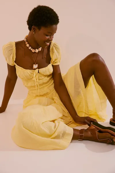 knee length dresses for ladies Butter Yellow Maicy Midi Dress