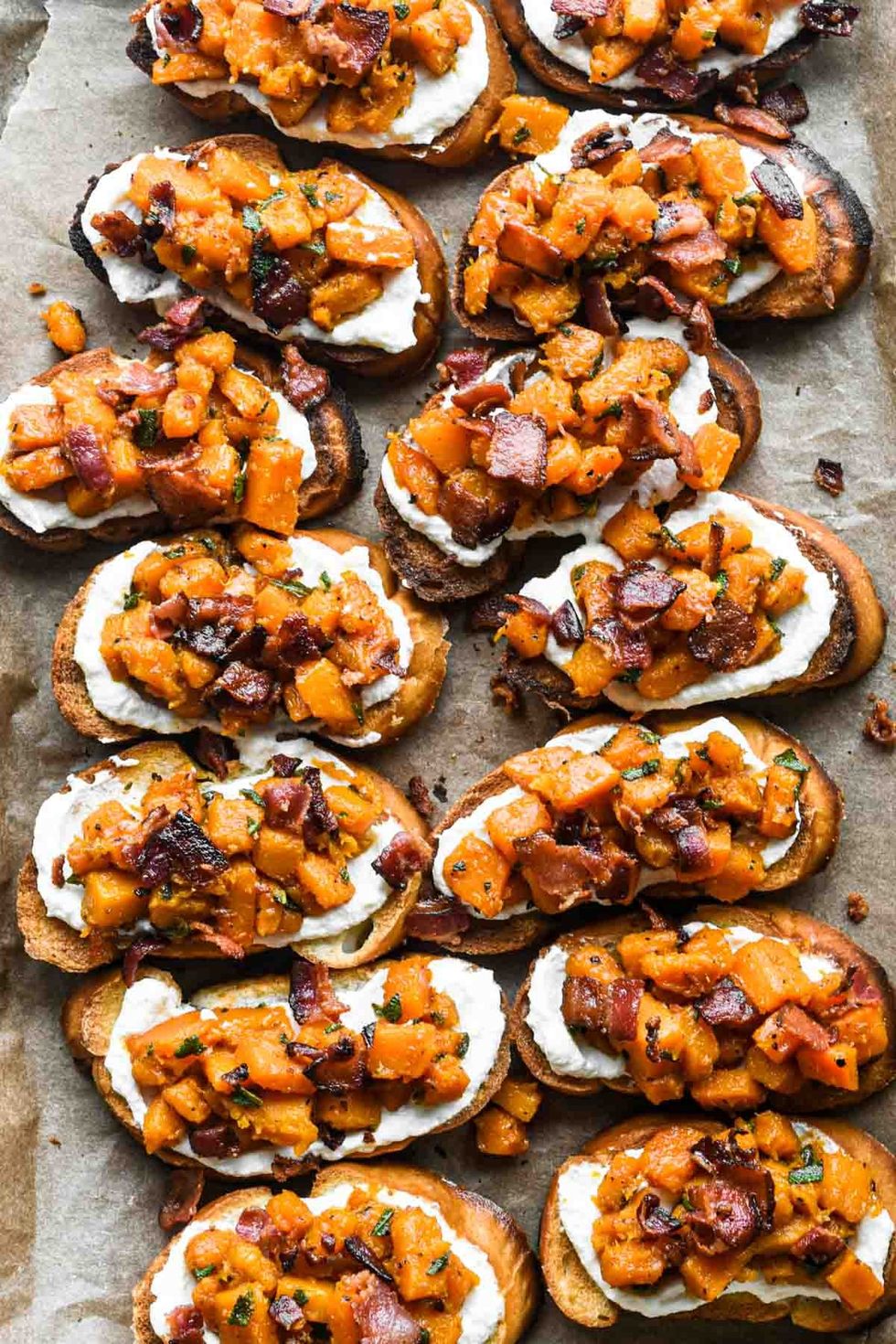 Butternut Squash and Bacon Crostini