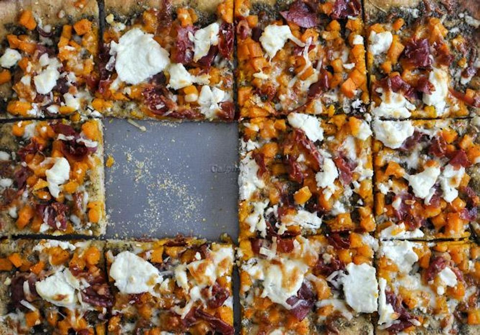 Butternut Squash, Sage Pesto, and Prosciutto Pizza