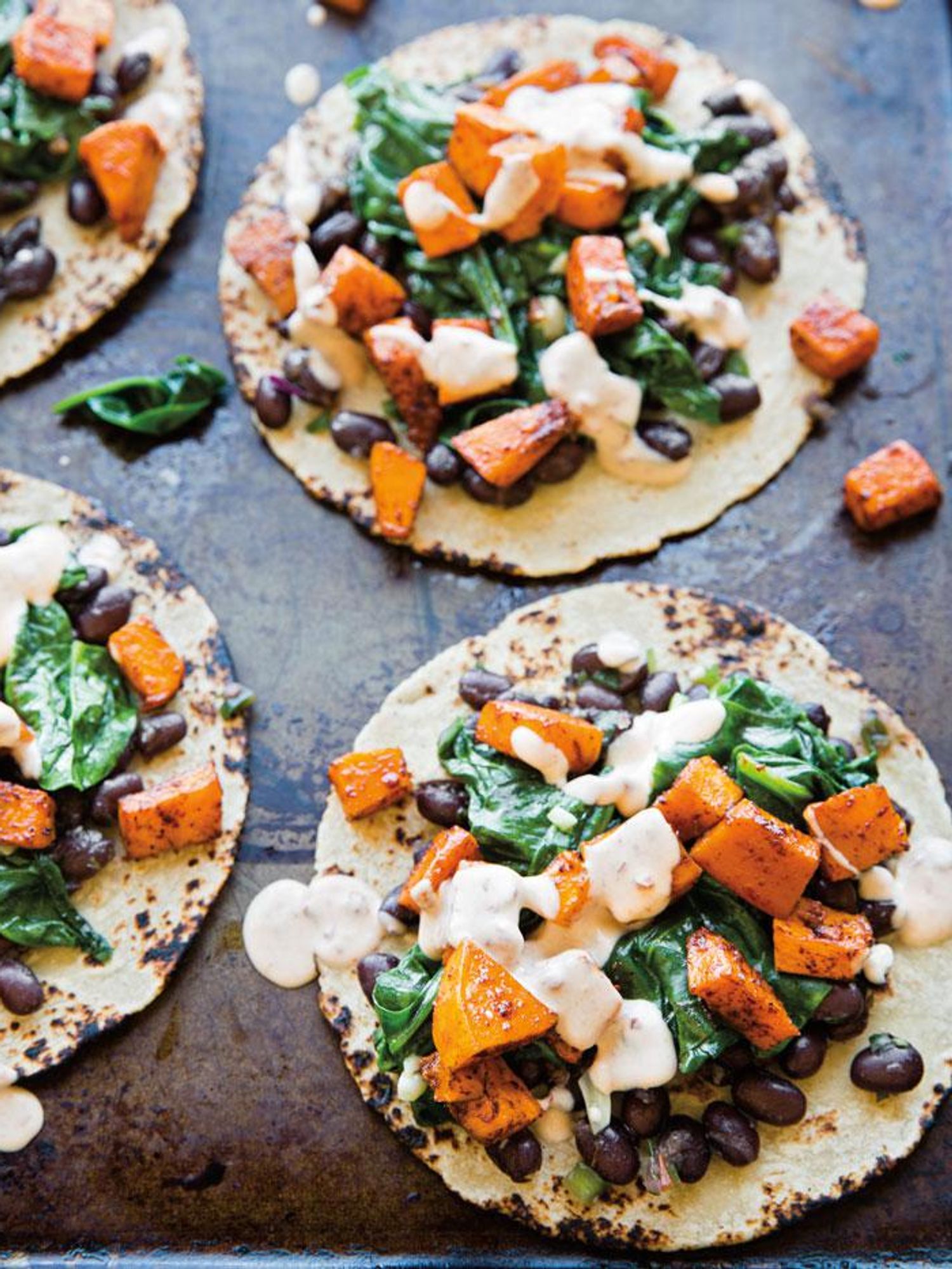 Butternut Squash, Spinach + Black Bean taco recipes