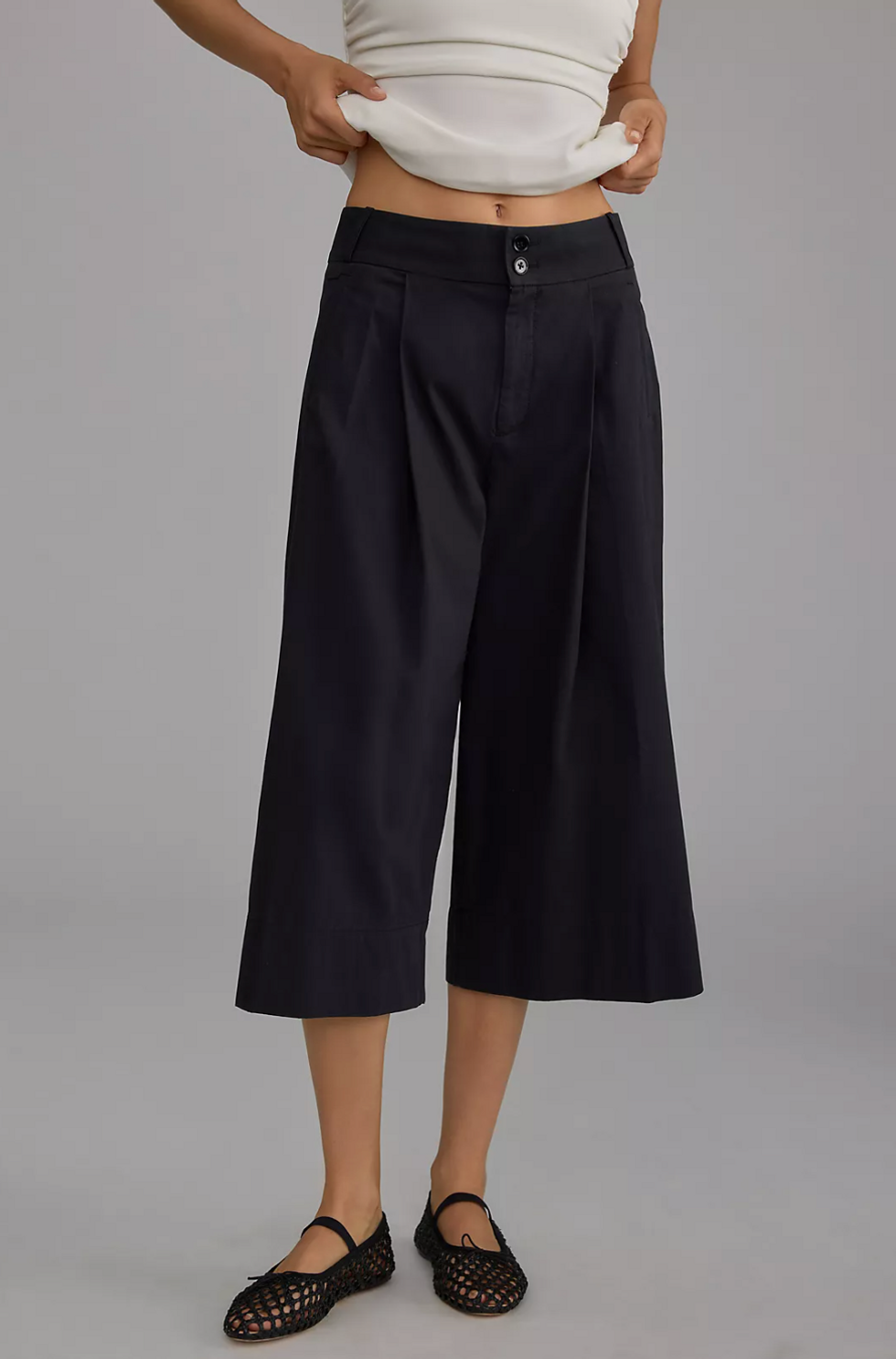 By Anthropologie Cropped Wide-Leg Trousers