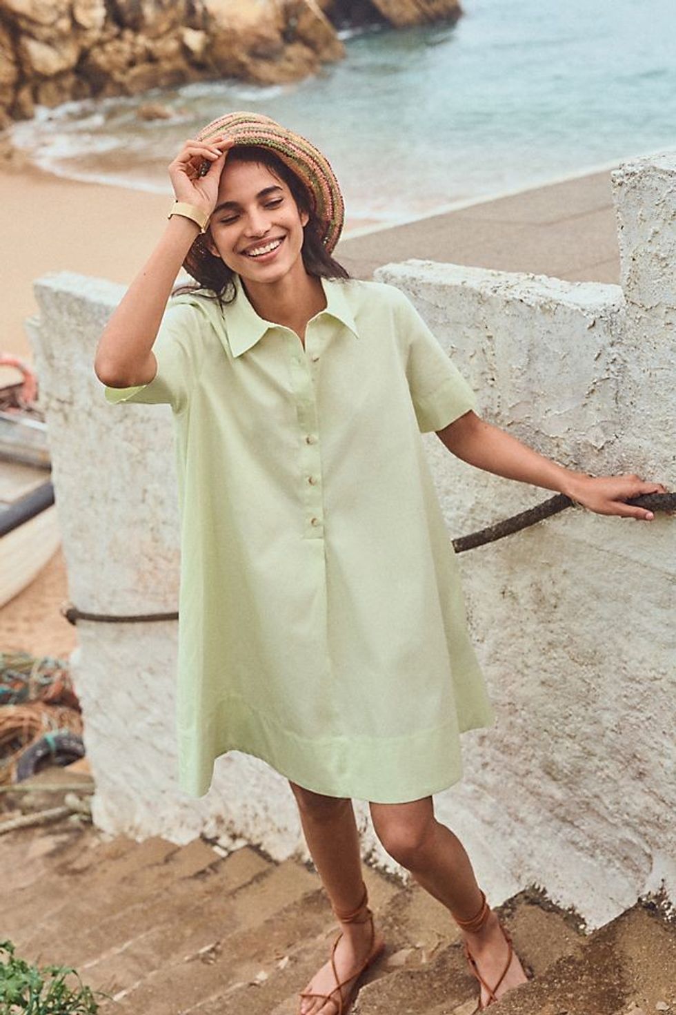 By Anthropologie Short-Sleeve Swing Tunic Mini Dress