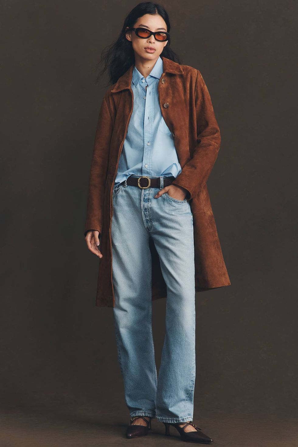 By Anthropologie Suede Car Coat