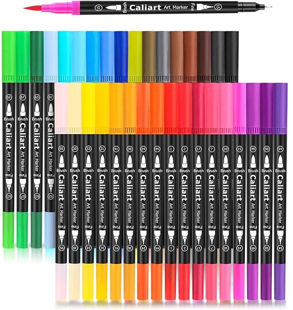 Caliart 34 Double Tip Brush Pens Art Markers