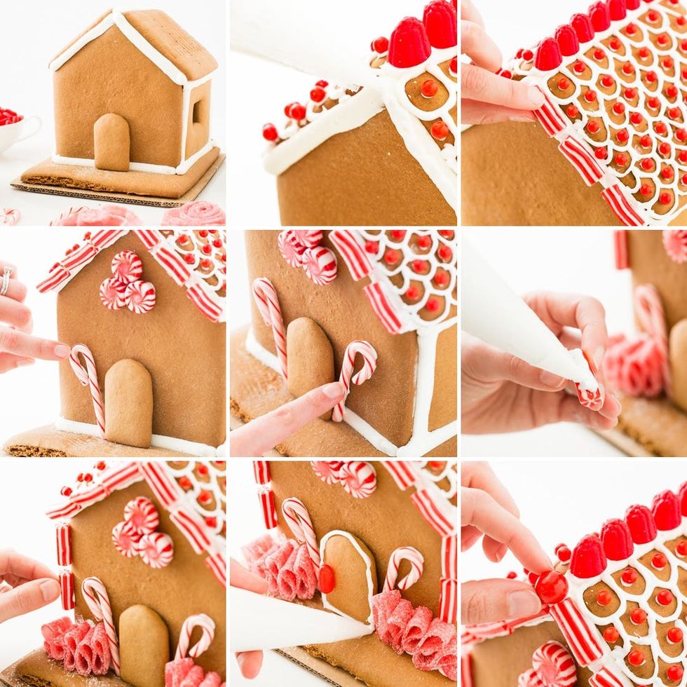 Candy Cane Gingerbread House Decoration
