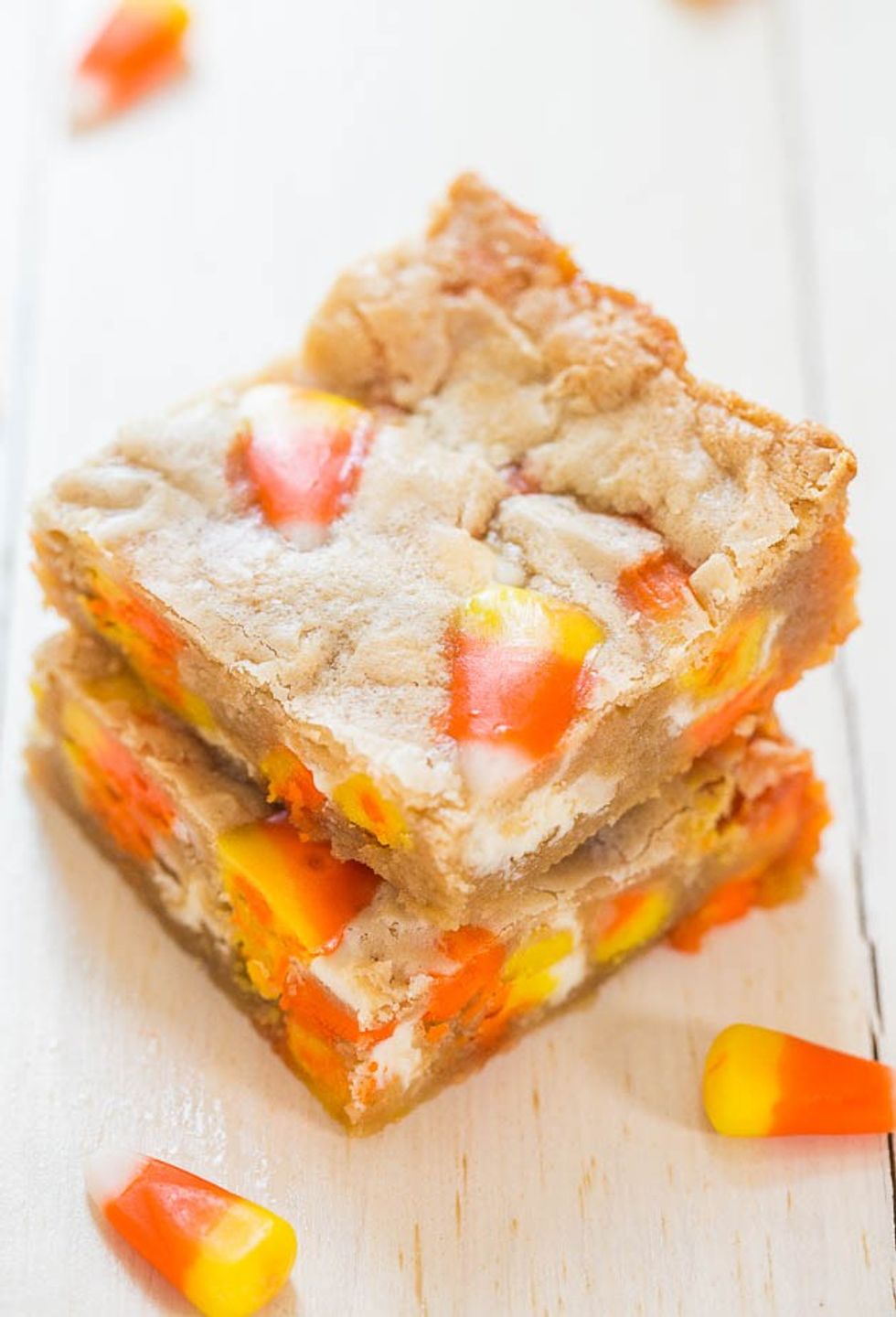 Candy Corn and White Chocolate Blondies