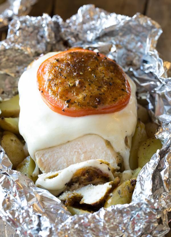 Caprese Chicken Foil Packets camping foods