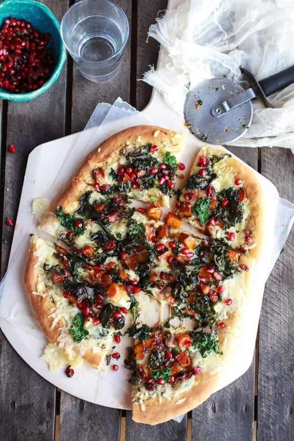 Caramelized Butternut, Crispy Kale, and Fontina Pizza