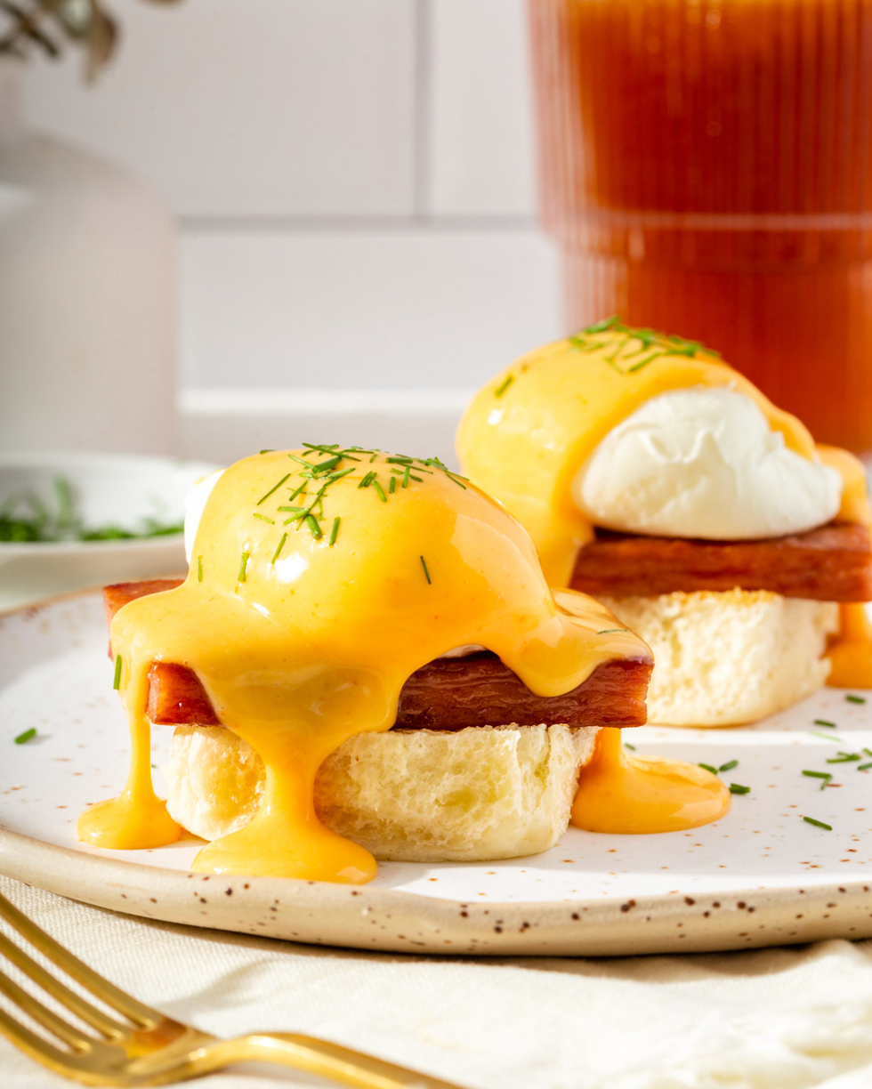 Caramelized Spam Benedict