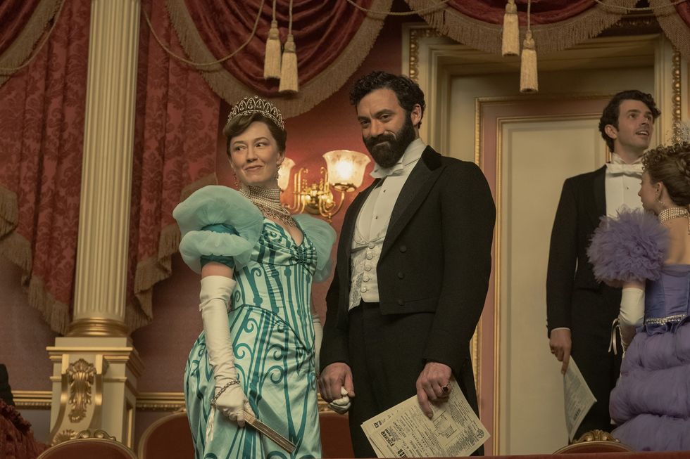 Carrie Coon and Morgan Spector in the gilded age season 2 episode 8