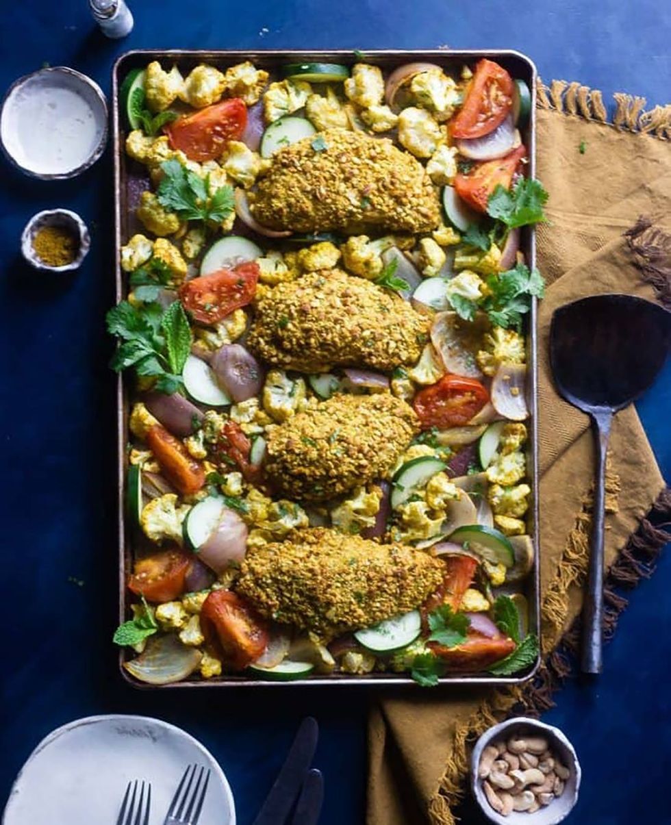 cashew chicken sheet pan dinner