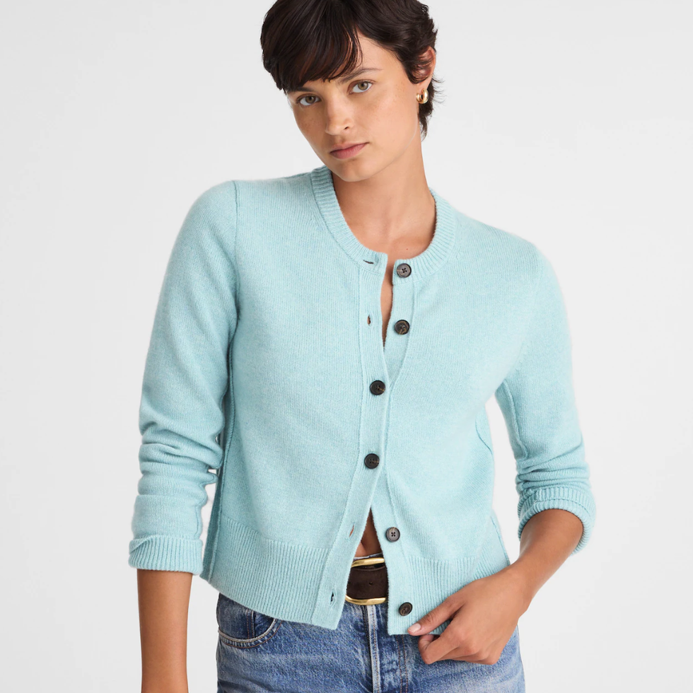 Cashmere Button-Front Cardigan Sweater