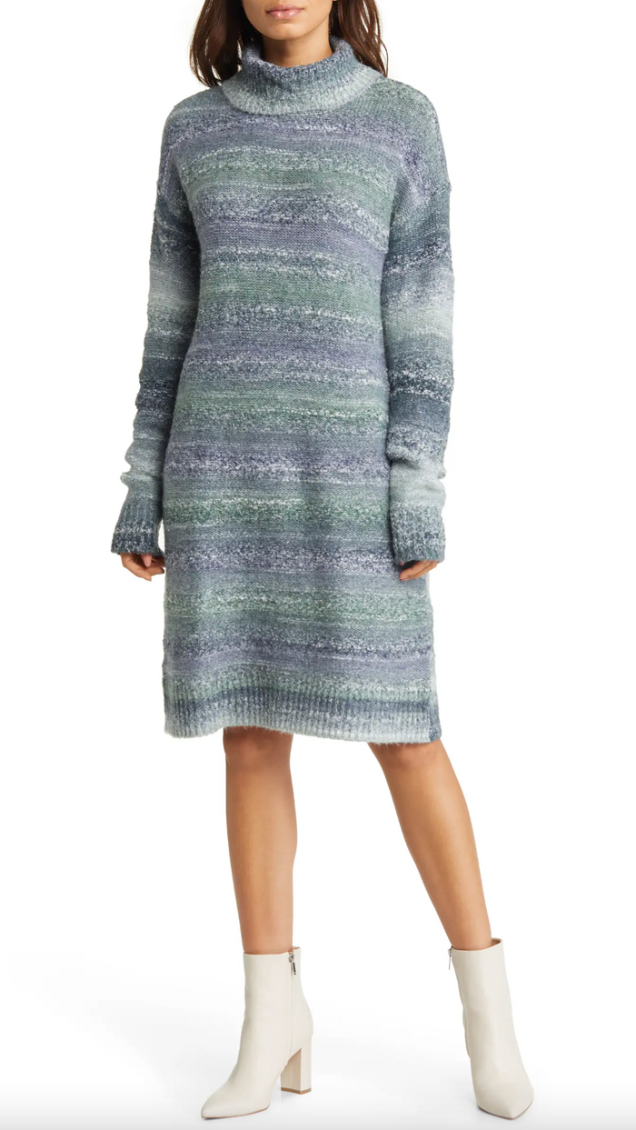 Caslon Space Dye Shine Long Sleeve Sweater Dress