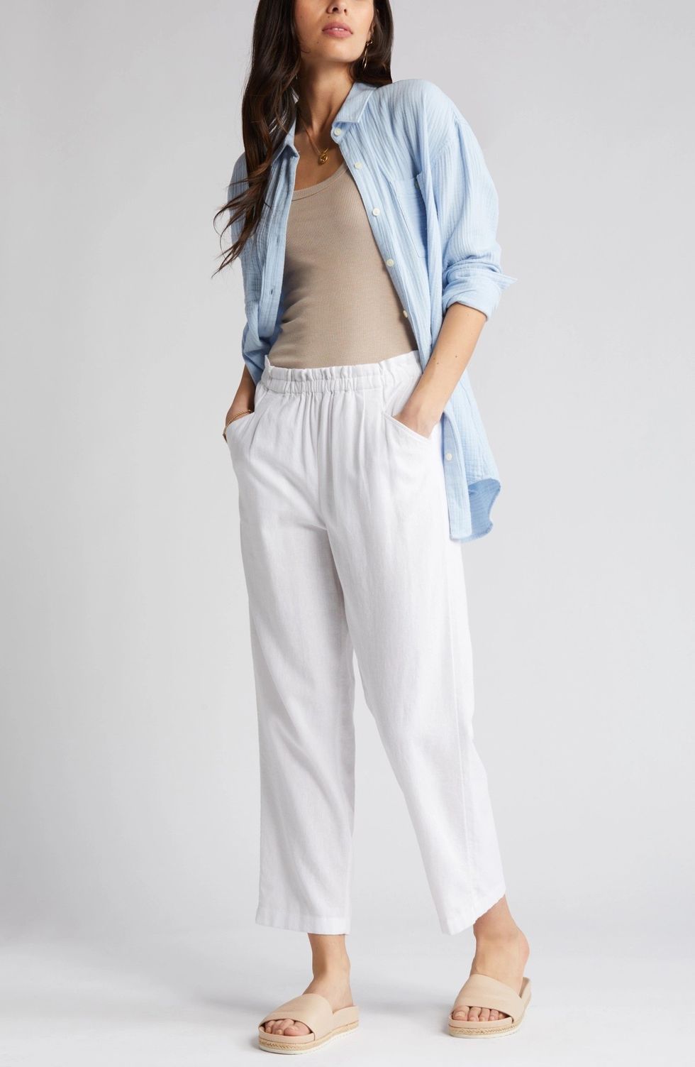 CASLON\u00ae Linen Blend Ankle Pants