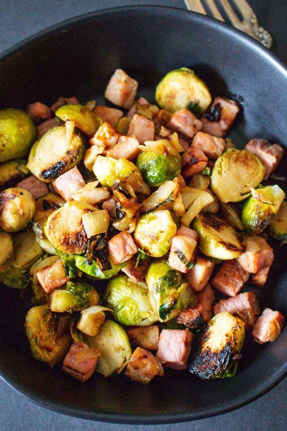 Cast Iron Brussel Sprouts with Ham