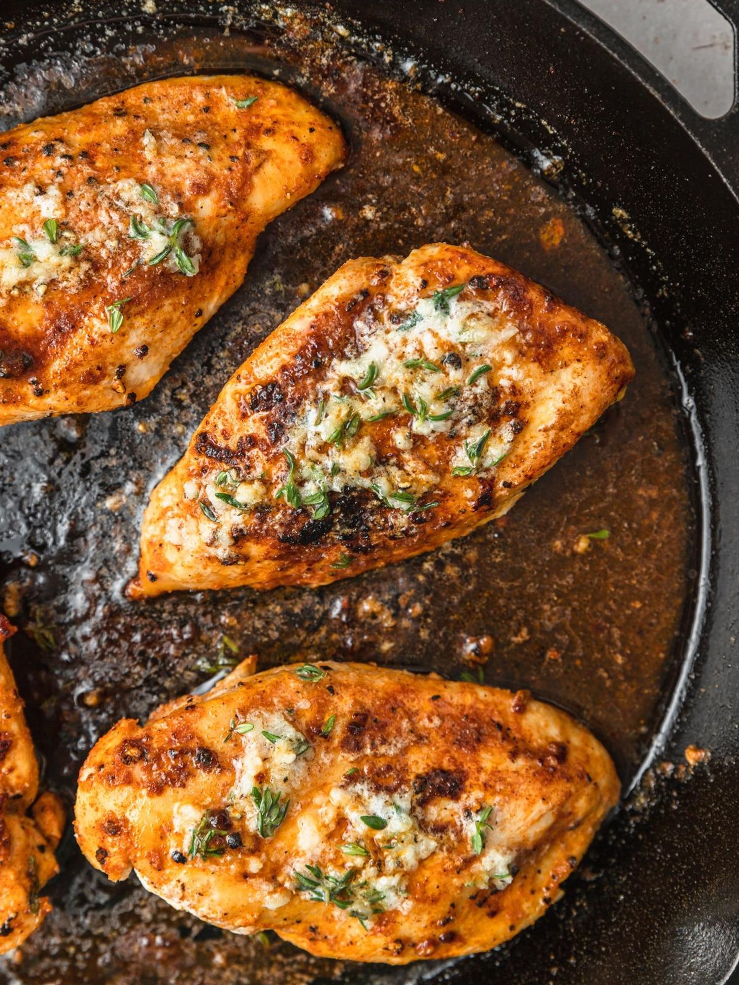 Cast Iron Skillet Chicken With Garlic Herb Butter