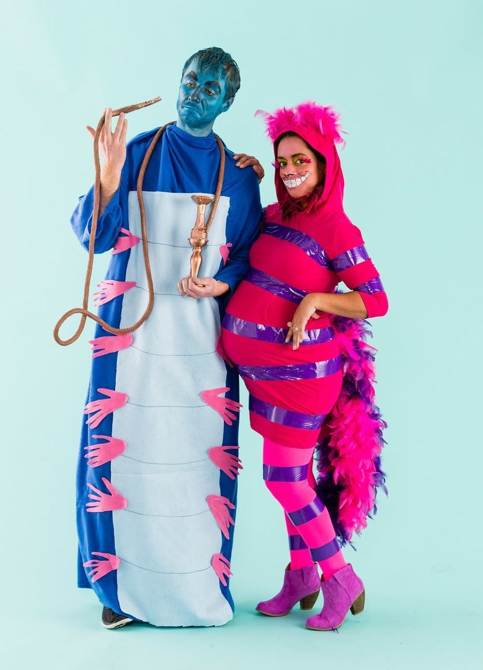 Caterpillar and Cheshire Cat from Alice in Wonderland couples Halloween costume idea