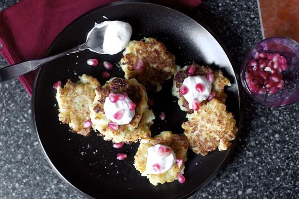 Cauliflower Feta Fritters with Pomegranate
