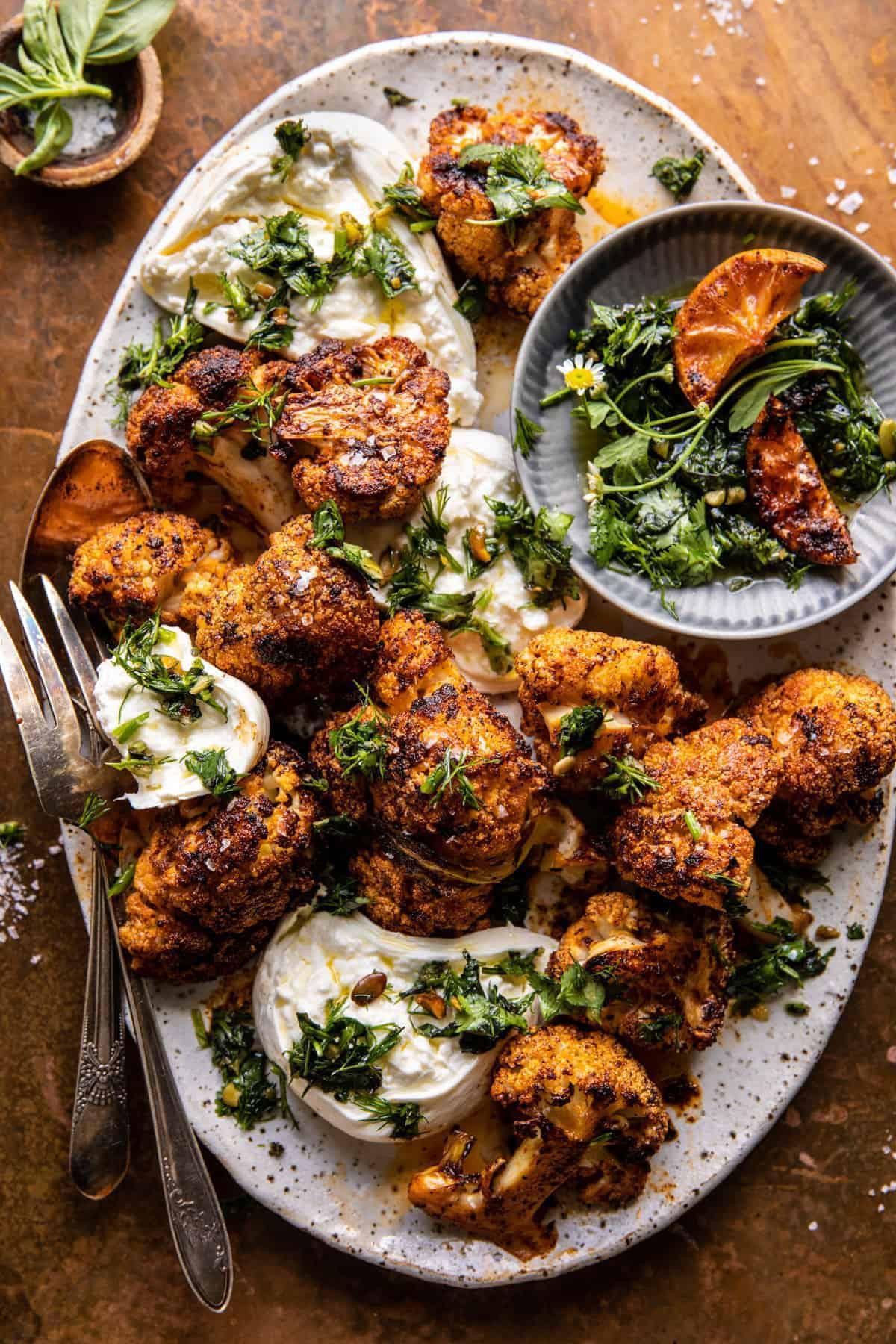 Cauliflower with Burrata and Herbs from Half Baked Harvest