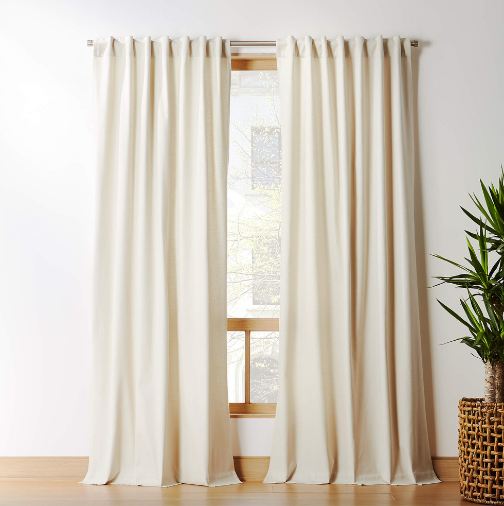CB2 Basketweave Natural Tan Cotton Window Curtain Panel