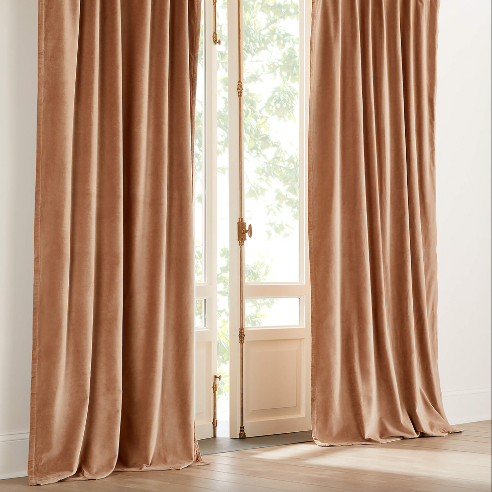 CB2 Light Brown Organic Cotton Velvet Window Curtain Panel