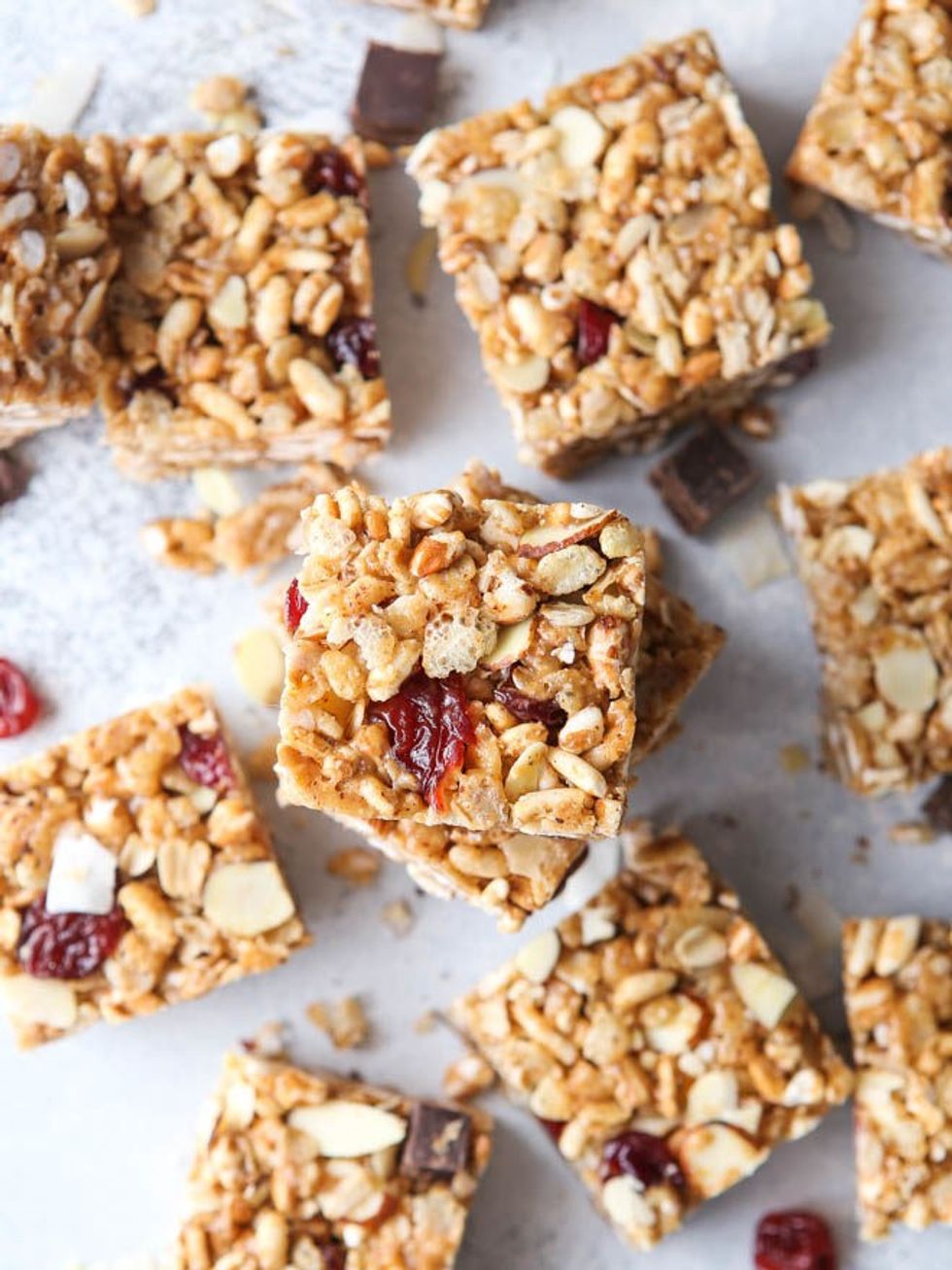 Cereal Bars with Dried Cherries, Almonds, + Coconut